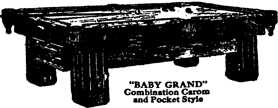 Illustration:
BABY GRAND Combination Carom and Pocket Style